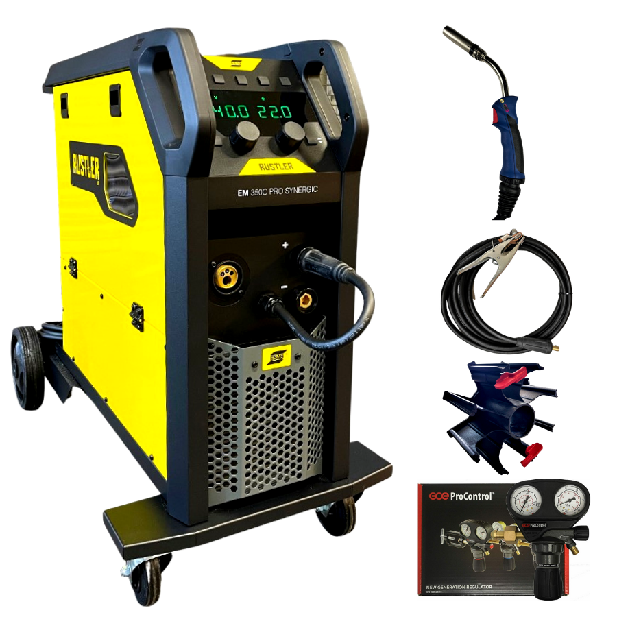 ESAB Schweissgerät Rustler EM 350C Pro Synergic Set mit Brenner und Zubehör - PrimeWelding