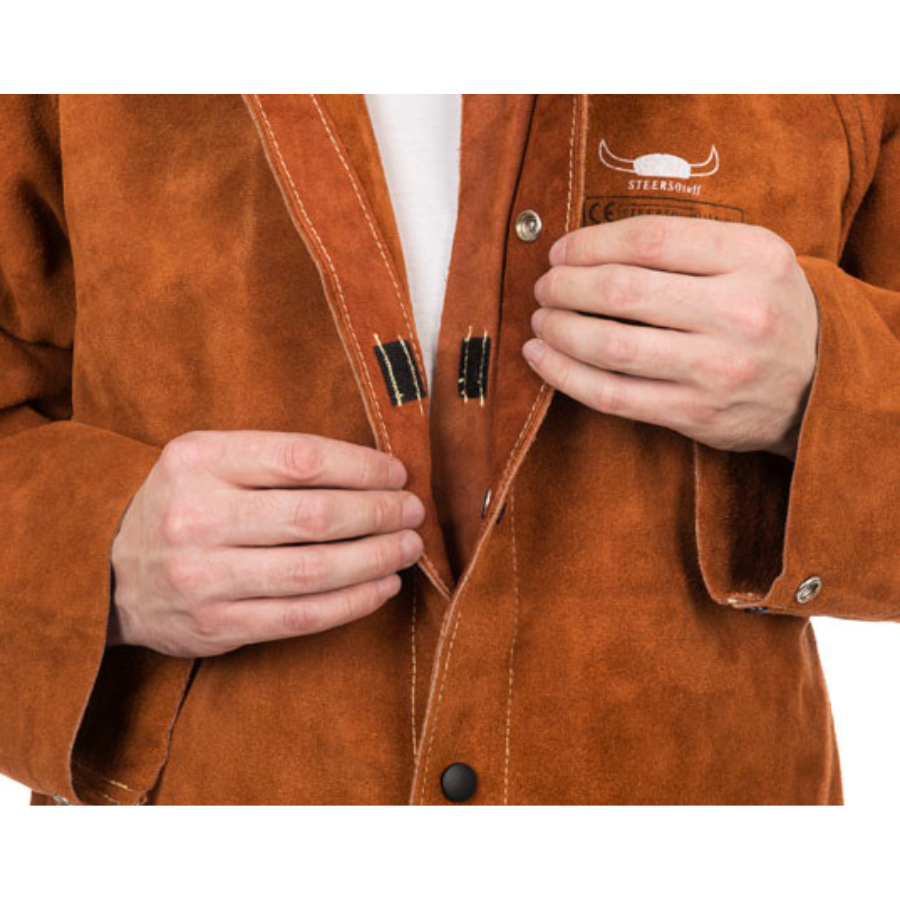 Weldas Schweißerjacke 44-7300 Lava Brown Rindspaltleder - PrimeWelding
