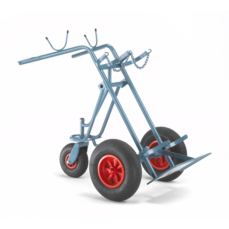 Flaschenwagen für 2× 50 Ltr, 229 mm Flaschen Luft-Räder - PrimeWelding