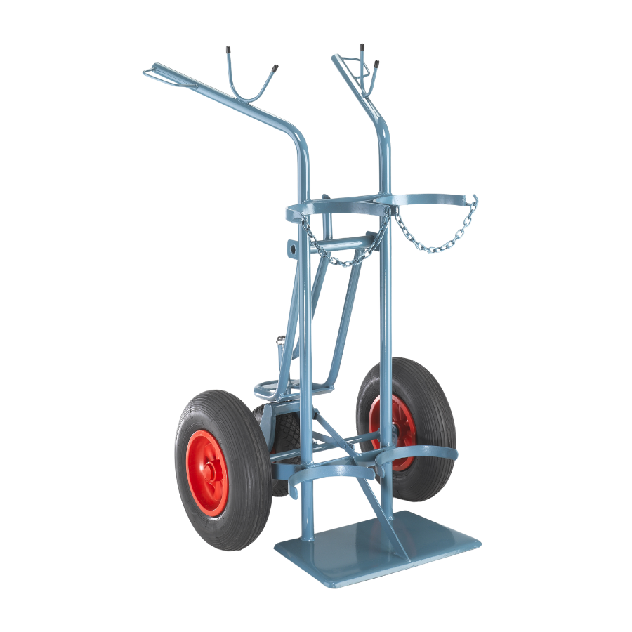 Flaschenwagen für 2× 50 Ltr, 229 mm Flaschen Luft-Räder - PrimeWelding