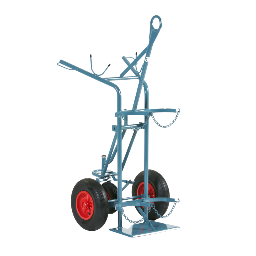 Flaschenwagen für 2× 50 Ltr, 229 mm Flaschen Luft-Räder - PrimeWelding