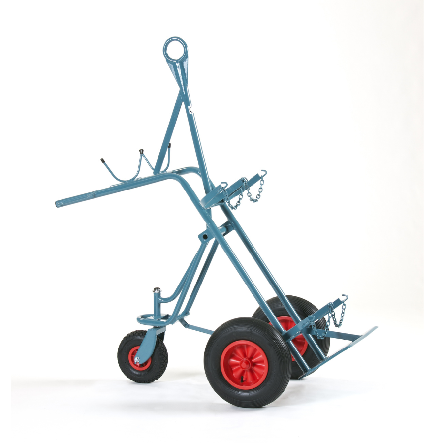 Flaschenwagen für 2× 50 Ltr, 229 mm Flaschen Luft-Räder - PrimeWelding