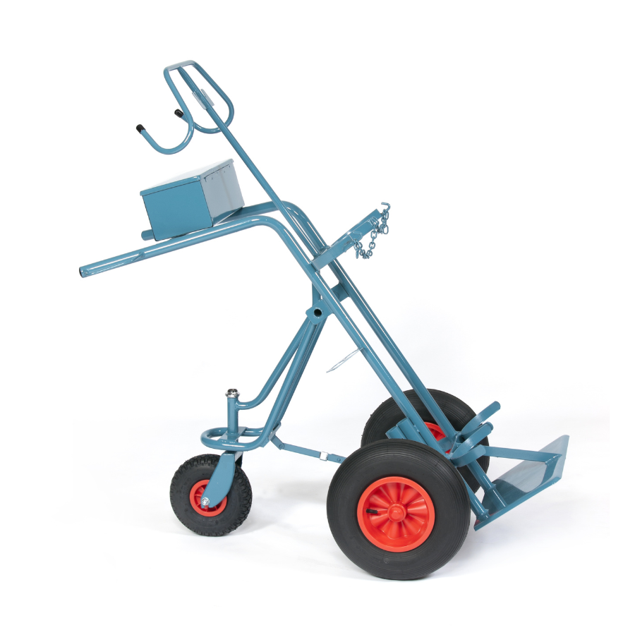 Flaschenwagen für 2× 50 Ltr, 229 mm Flaschen Luft-Räder - PrimeWelding