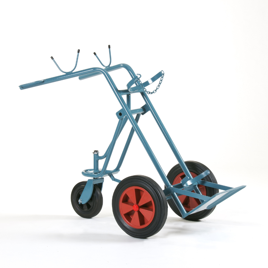 Flaschenwagen für 2× 50 Ltr, 229 mm Flaschen Vollgummi-Räder - PrimeWelding