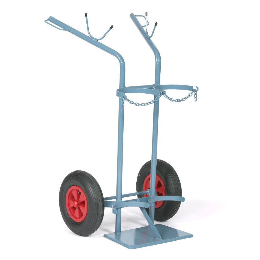Flaschenwagen für 2× 50 Ltr, 229 mm Flaschen Luft-Räder - PrimeWelding
