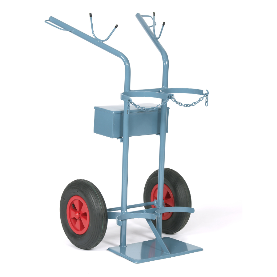 Flaschenwagen für 2× 50 Ltr, 229 mm Flaschen Luft-Räder - PrimeWelding