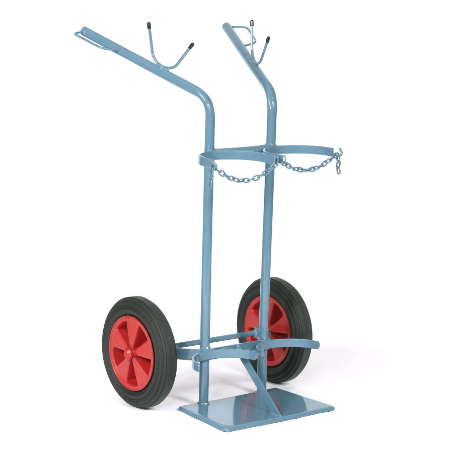 Flaschenwagen für 2× 50 Ltr, 229 mm Flaschen Vollgummi-Räder - PrimeWelding