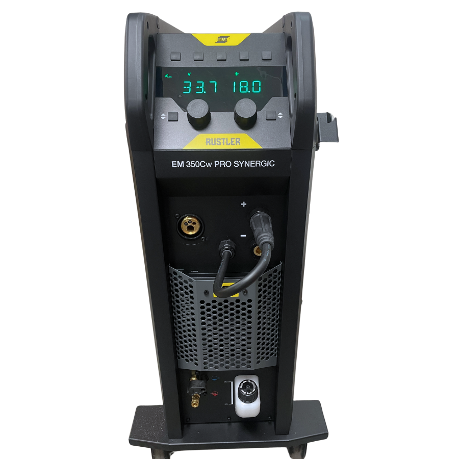 ESAB Schweissgerät Rustler EM 350Cw Pro SYN wassergekühlt Set mit Brenner und Zubehör - PrimeWelding