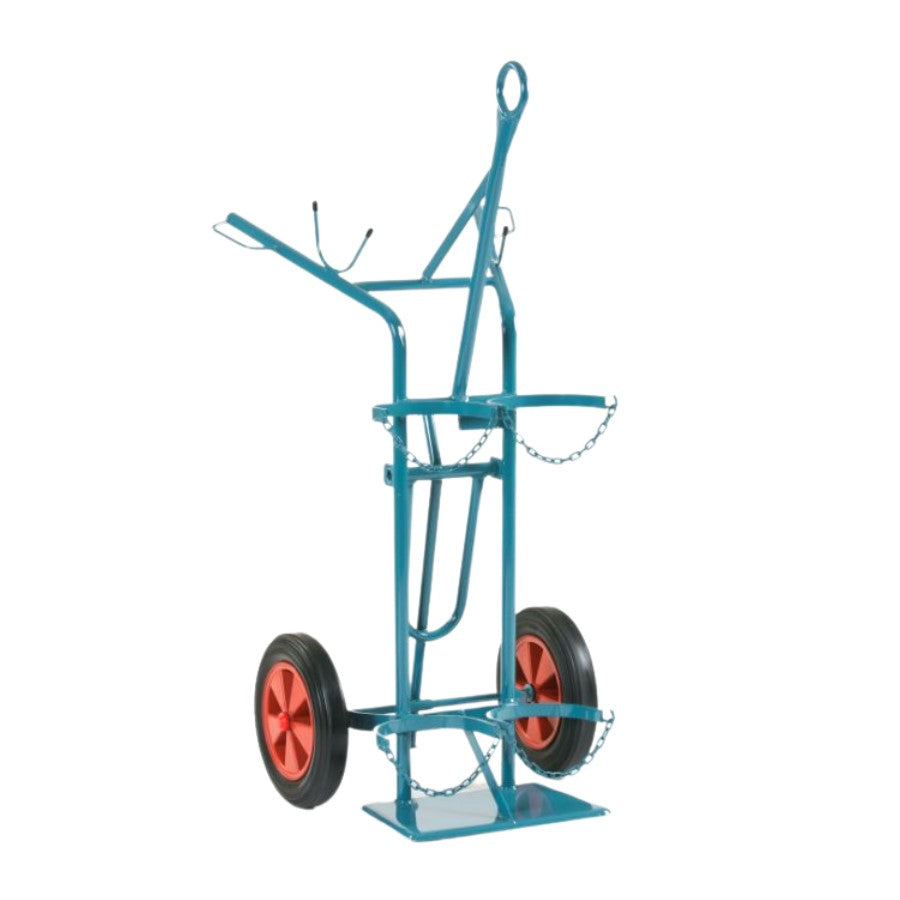 Flaschenwagen für 2× 50 Ltr, 229 mm Flaschen Luft-Räder - PrimeWelding