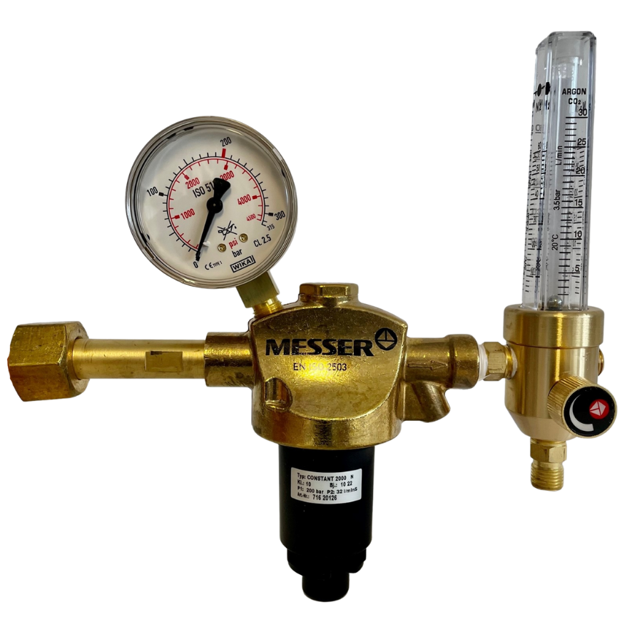 Druckminderer-Argon/CO²/Mischgas Messer Constant 2000 200 bar / Ausgangdruck max. 30 l/min mit Flowmeter 716.20126 - PrimeWelding